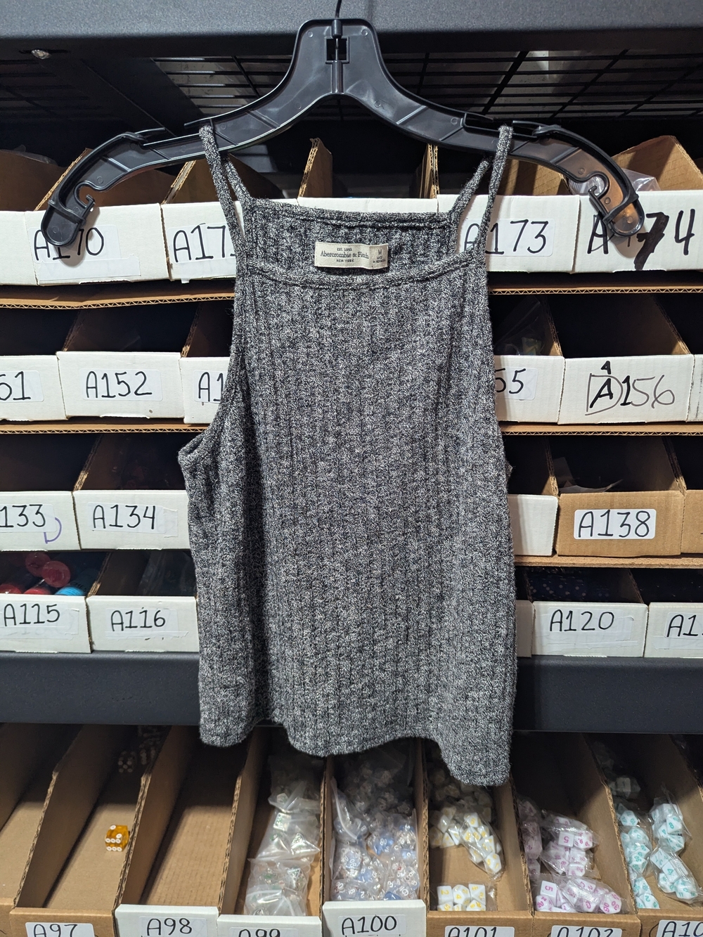 Women’s Gray Ribbed Knit Tank Top - Cozy Stretch M